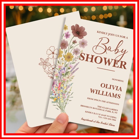 Wildflower Boho Baby shower Kaart