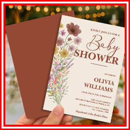 Wildflower Boho Baby shower Kaart