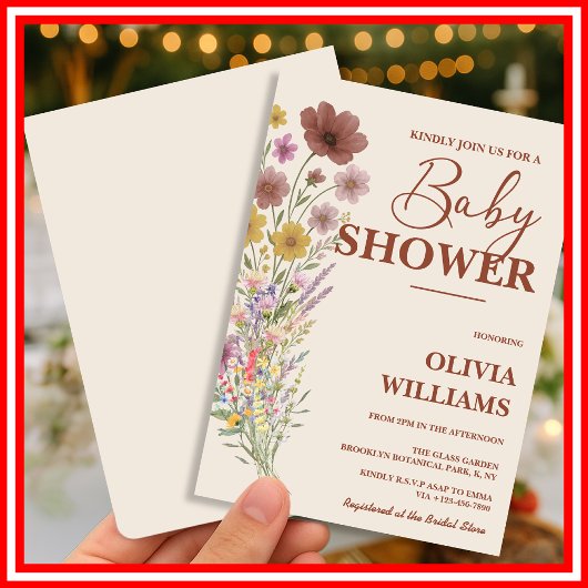 Wildflower Boho Baby shower Kaart