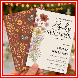 Wildflower Boho Baby shower Kaart