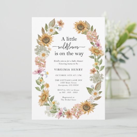 Wildflower Boho Baby shower Kaart (Staand voorkant)