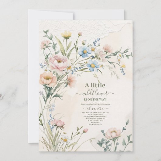 Wildflower Boho Baby shower Kaart (Voorkant)