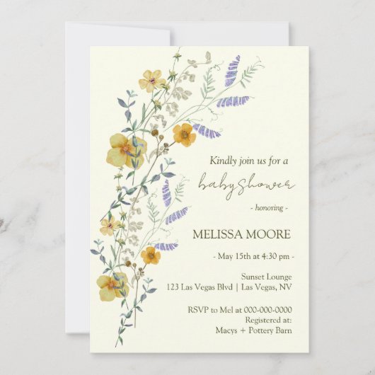 Wildflower Boho Baby shower Kaart (Voorkant)