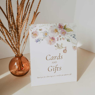 Wildflower Boho Baby shower Kaarten en geschenken  Reclamebord Met Voetstuk