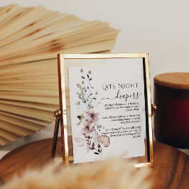 Wildflower boho Baby shower Late Night Luiers Poster