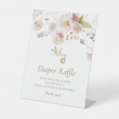 Wildflower Boho Baby shower Luier Raffle Reclamebord Met Voetstuk (Voorkant)