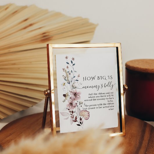 Wildflower boho Baby shower Mama's Belly Game Poster