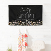 Wildflower Boho Baby shower Modern Black Spandoek (Insitu)