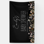 Wildflower Boho Baby shower Modern Black Spandoek (Verticaal)