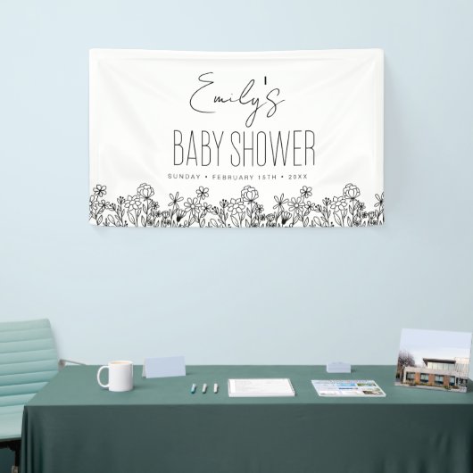 Wildflower Boho Baby shower Modern Elegant Spandoek (Beurs)