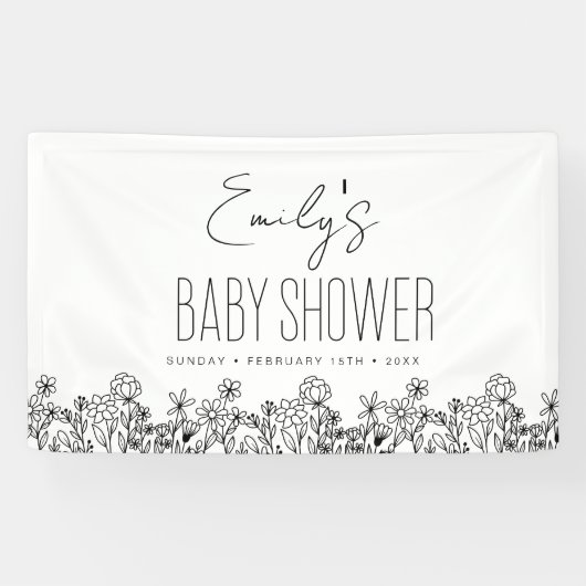Wildflower Boho Baby shower Modern Elegant Spandoek (Horizontaal)