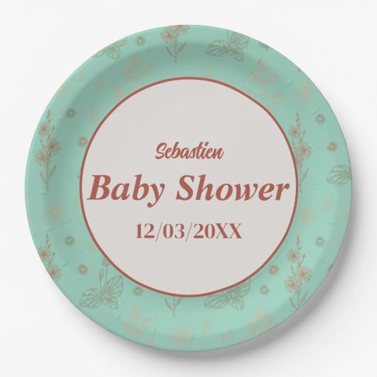 Wildflower Boho Baby shower Papier Bord Floral Rus (Voorkant)