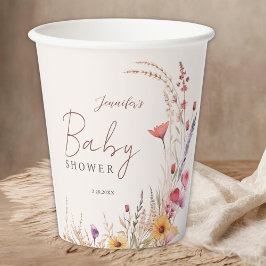 Wildflower Boho Baby shower Papieren Bekers