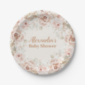 Wildflower Boho Baby shower Papieren Bordje (Voorkant)