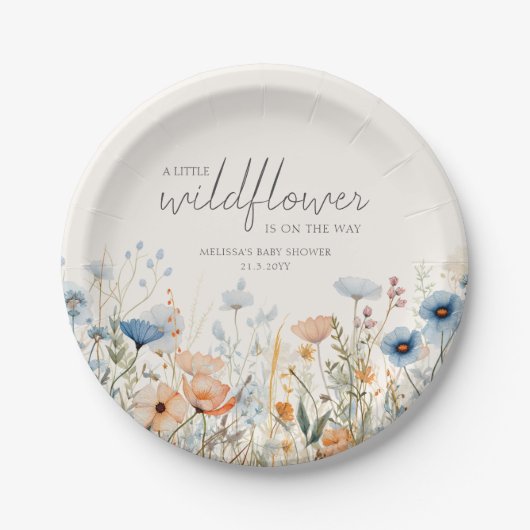 Wildflower Boho Baby shower Papieren Bordje (Voorkant)