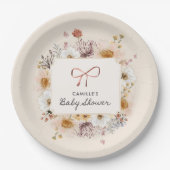 Wildflower Boho Baby shower Papieren Bordje (Voorkant)