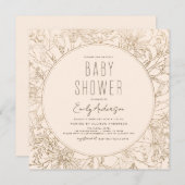 Wildflower Boho Baby shower Terracotta Modern Kaart (Voorkant / Achterkant)