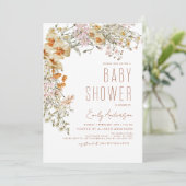 Wildflower Boho Baby shower Terracotta Modern Kaart (Staand voorkant)