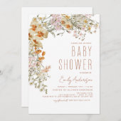 Wildflower Boho Baby shower Terracotta Modern Kaart (Voorkant / Achterkant)