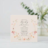 Wildflower Boho Baby shower Uitnodiging (Staand voorkant)