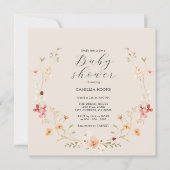 Wildflower Boho Baby shower Uitnodiging (Voorkant)