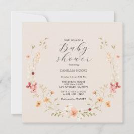 Wildflower Boho Baby shower Uitnodiging
