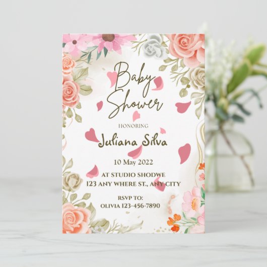 Wildflower Boho Baby shower Uitnodiging (Staand voorkant)