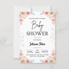 Wildflower Boho Baby shower Uitnodiging