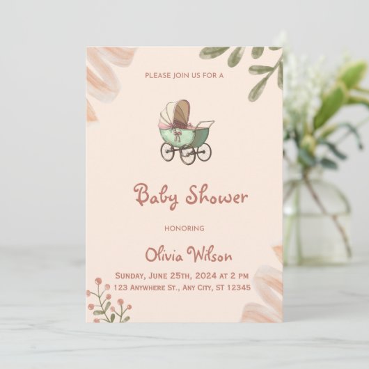 Wildflower Boho Baby shower Uitnodiging (Staand voorkant)