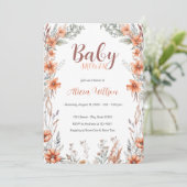 Wildflower Boho Baby shower Uitnodiging (Staand voorkant)