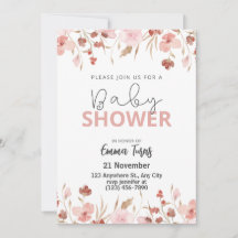 Wildflower Boho Baby shower Uitnodiging