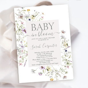 Wildflower Boho Baby shower Uitnodiging