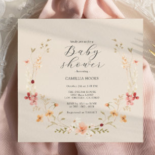 Wildflower Boho Baby shower Uitnodiging