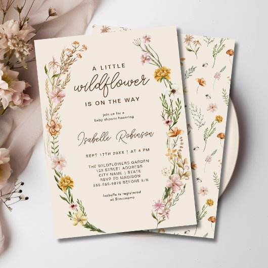 Wildflower Boho Baby shower Uitnodiging