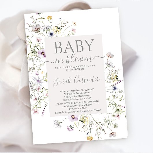Wildflower Boho Baby shower Uitnodiging