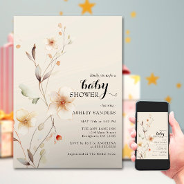 Wildflower Boho Baby shower Uitnodiging