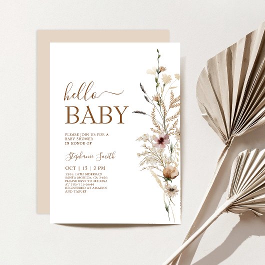 Wildflower Boho Baby shower Uitnodiging