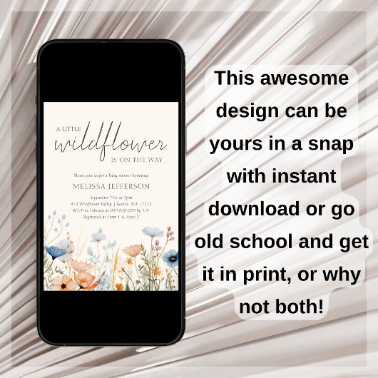 Wildflower Boho Baby shower Uitnodiging