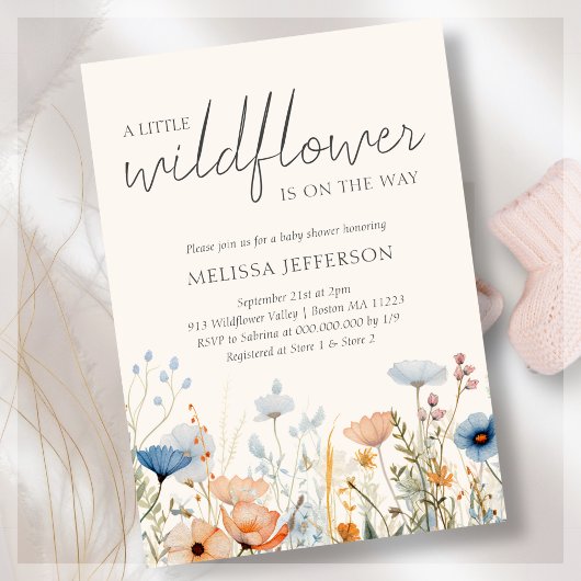 Wildflower Boho Baby shower Uitnodiging