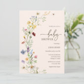 Wildflower Boho Baby shower Uitnodiging (Staand voorkant)