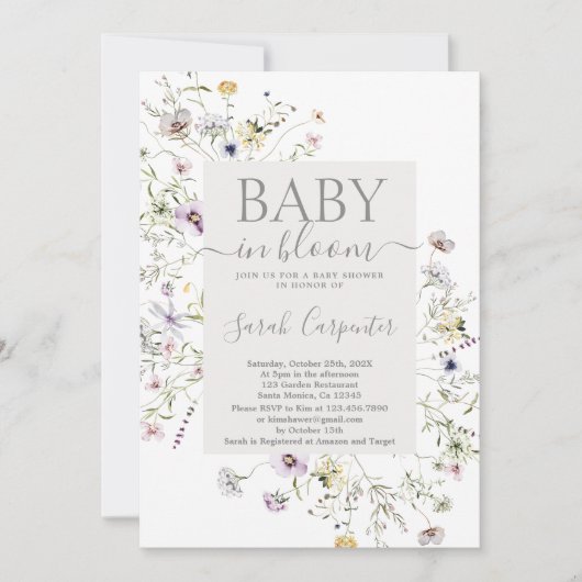 Wildflower Boho Baby shower Uitnodiging (Voorkant)