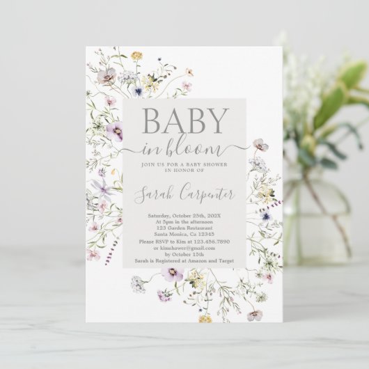 Wildflower Boho Baby shower Uitnodiging (Staand voorkant)