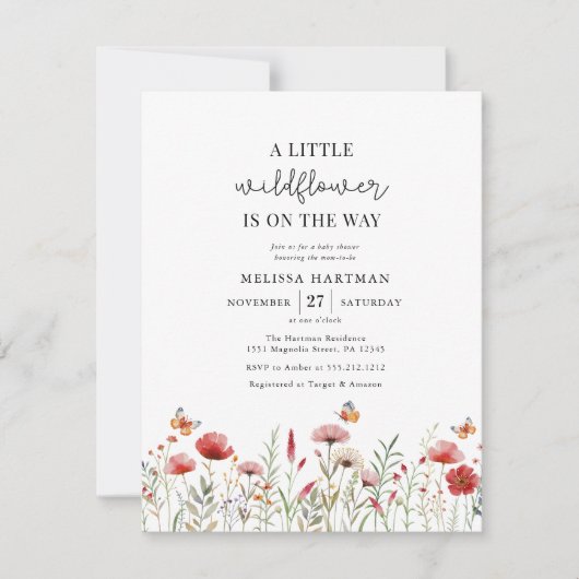 Wildflower Boho Baby shower Uitnodiging (Voorkant)