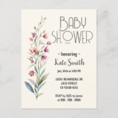 Wildflower Boho Baby shower Uitnodiging Briefkaart (Voorkant)