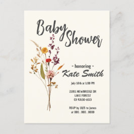 Wildflower Boho Baby shower Uitnodiging Briefkaart