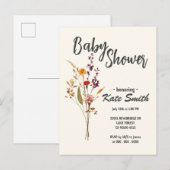 Wildflower Boho Baby shower Uitnodiging Briefkaart (Voorkant / Achterkant)