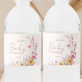 Wildflower Boho Baby shower Waterfles Etiket