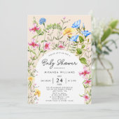 Wildflower Boho Baby shower Waterverf Kaart (Staand voorkant)