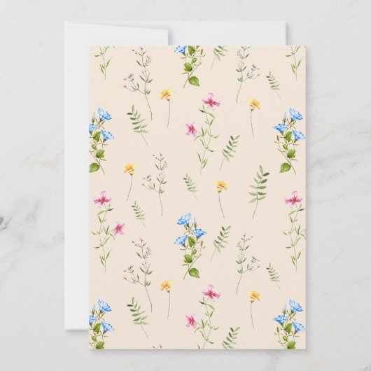 Wildflower Boho Baby shower Waterverf Kaart (Achterkant)