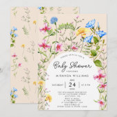 Wildflower Boho Baby shower Waterverf Kaart (Voorkant / Achterkant)